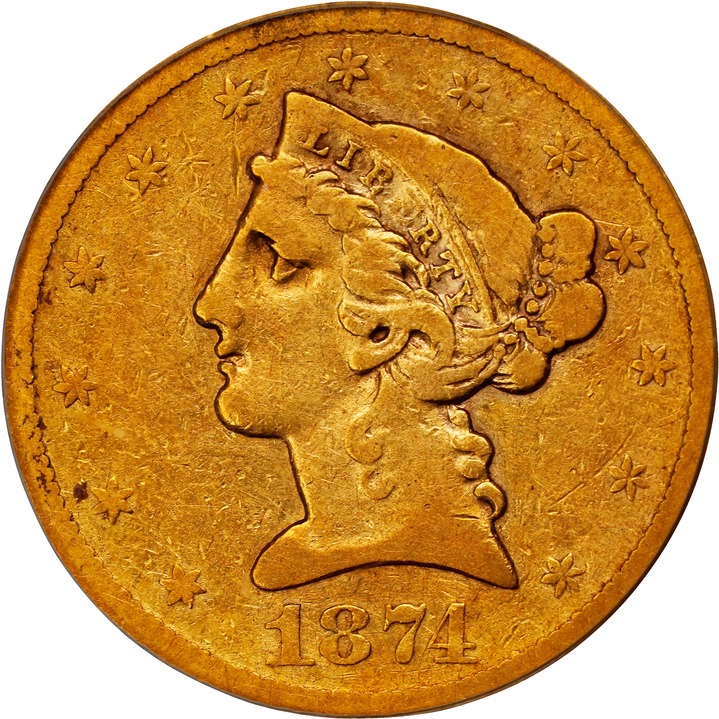 1874-S $5  MS thumbnail 4
