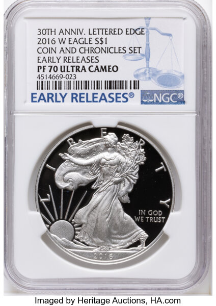 2016-W $1  Silver Eagle, Lettered Edge, 30th Anniversary PR DCAM thumbnail 5