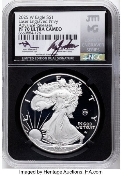2025-W $1  Silver Eagle, Laser Privy PR DCAM thumbnail 5