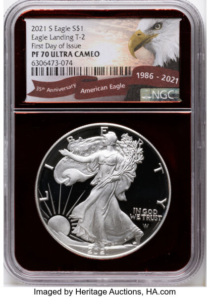 2021-S $1  Silver Eagle, Type 2 PR DCAM thumbnail 3