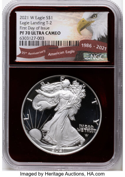 2021-W $1  Silver Eagle, Type 2 PR DCAM thumbnail 2