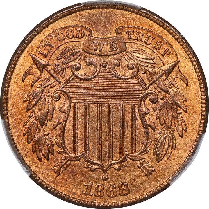Image for 2-Cent Piece 2c 1864-1872 MS RD [Type] MS66 RD CAC