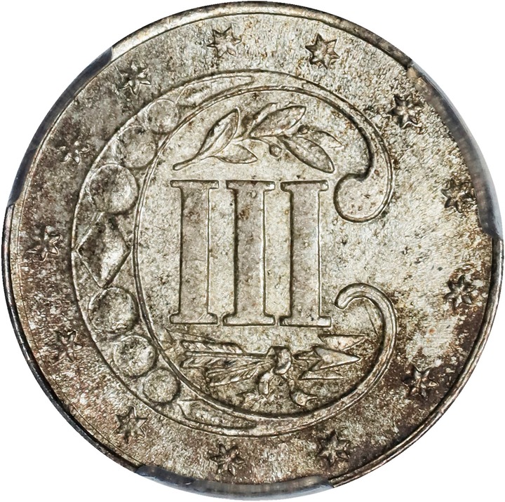 3-Cent Silver 3cS Type 2, 1854-1858 [Type] MS66 thumbnail 2