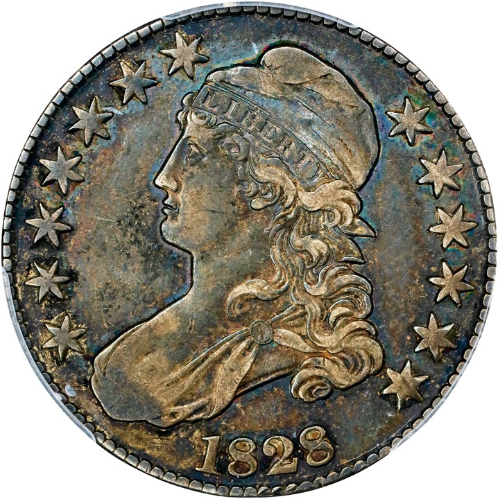 1828 50c Square Base 2, Small 8s, Large Letters AG3 CAC thumbnail 5