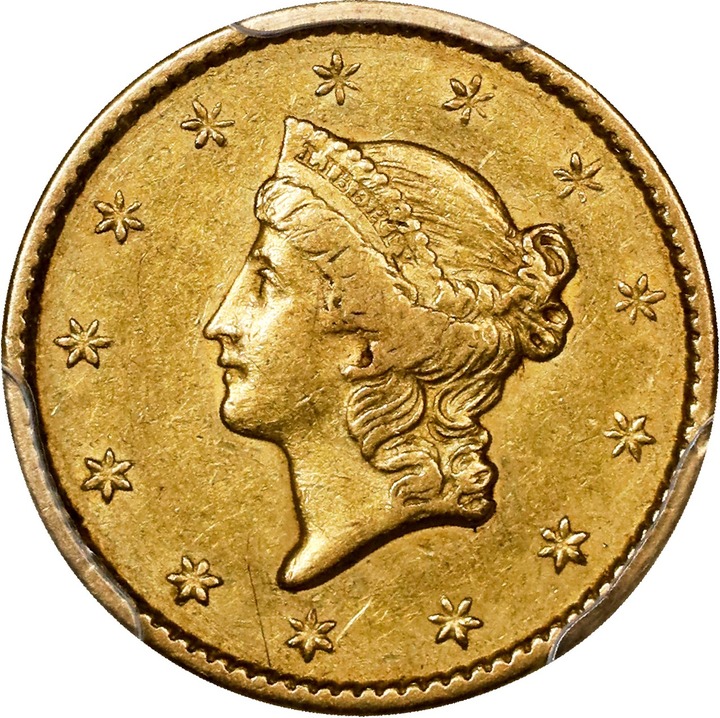 1849 G$1 Open Wreath, With L MS thumbnail 4