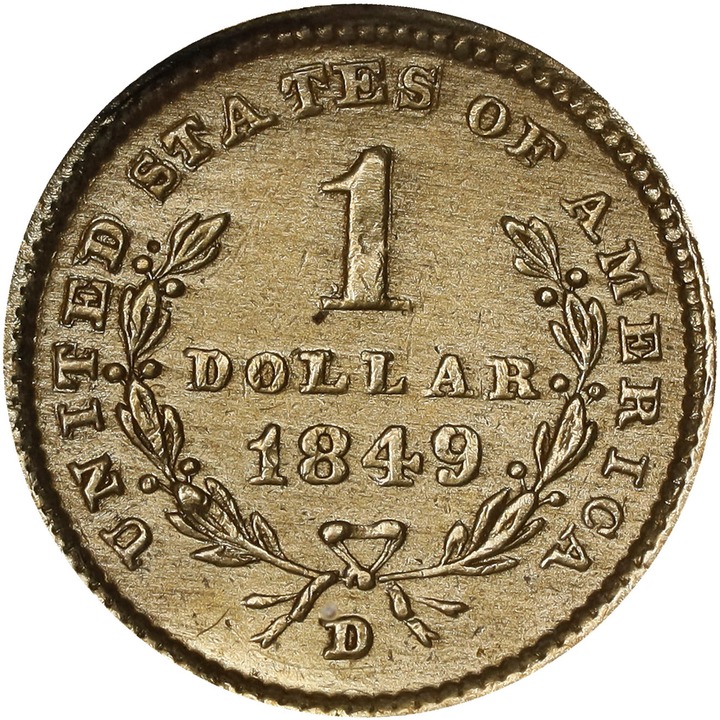 Liberty Gold Dollar G$1 Type 1, 1849-1854 [Type] VG8 thumbnail 9