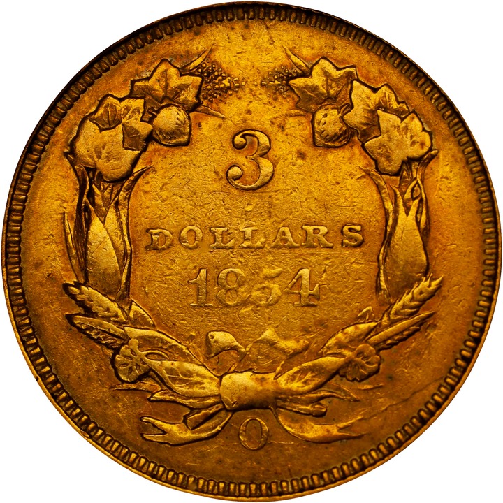 1854-O $3 AU55 thumbnail 2
