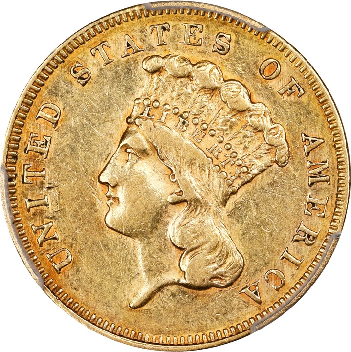 Three Dollar Gold Princess $3  1854-1889 [Type] G6 CAC thumbnail 5