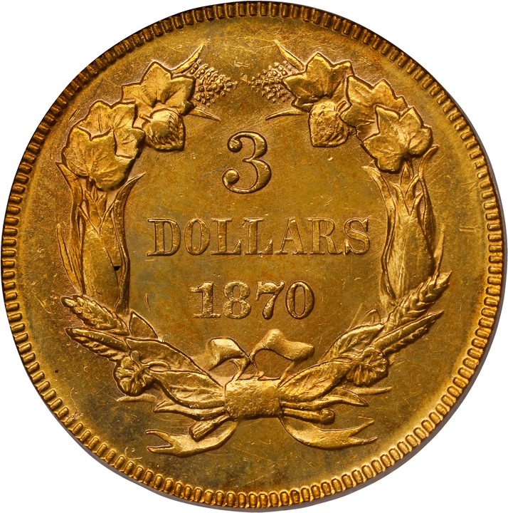 1870 $3 MS61 thumbnail 2
