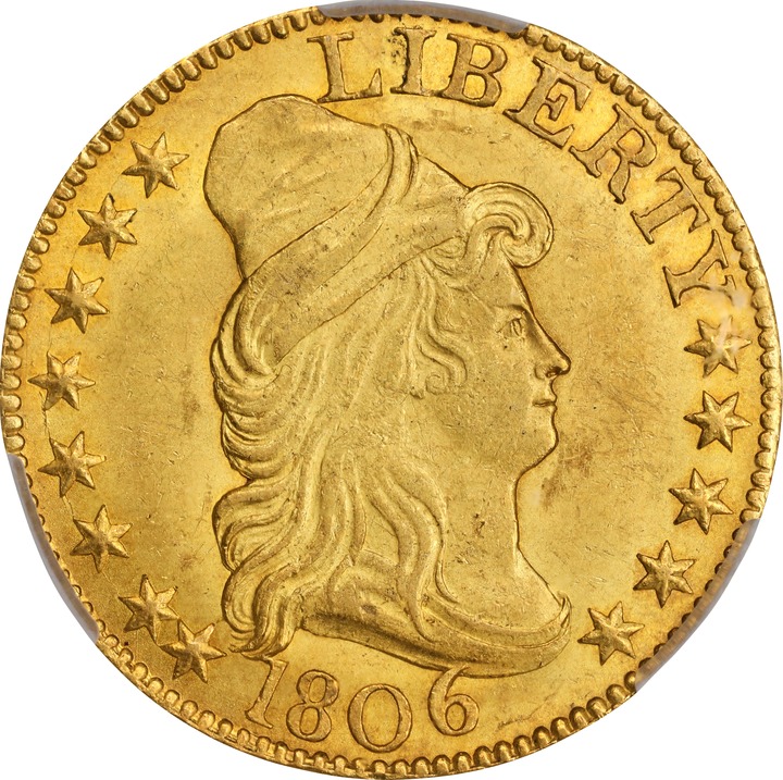 1806 $5  Pointed 6, 8x5 Stars MS63 thumbnail 3