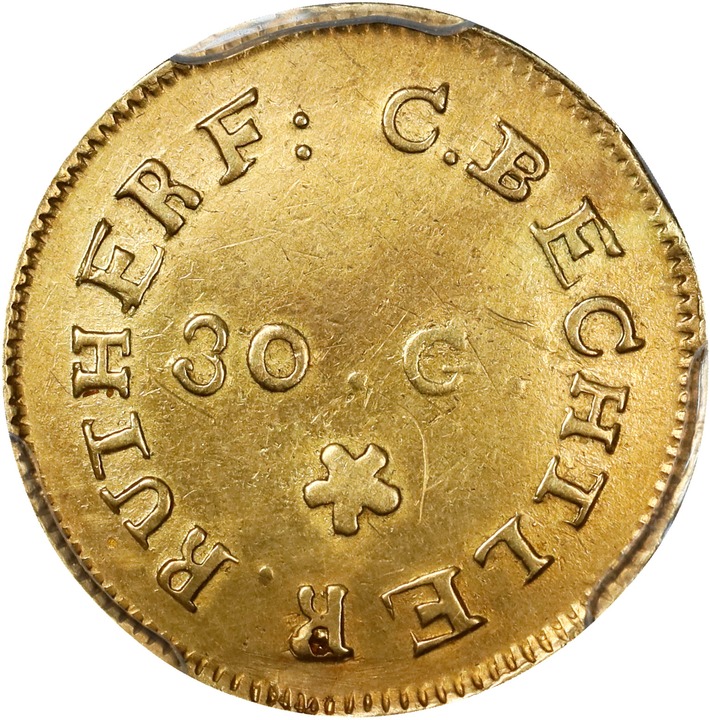 Image for (1832-34) G$1 C. Bechtler, 30 GR, Reeded Edge, K-1 MS