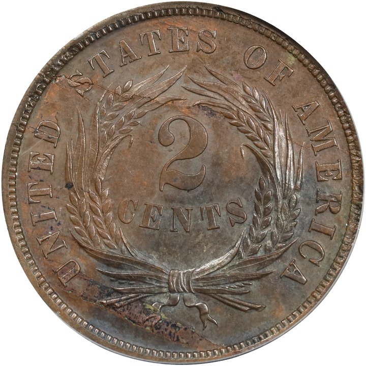 1870 P2c Silver and Copper Rolled, J-793 PR thumbnail 3