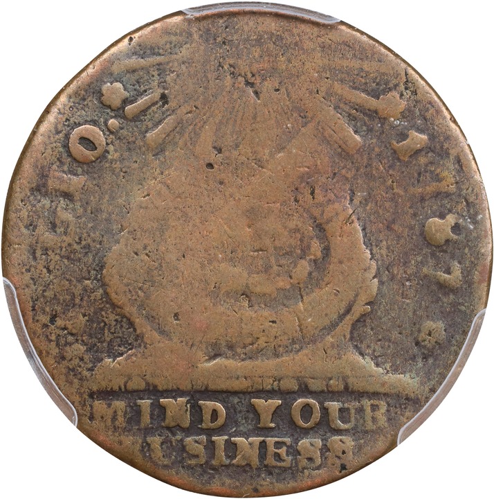 Image for 1787 Fugio 1c Club Rays, Rounded Ends, Newman 4-E MS BN VG10 BN