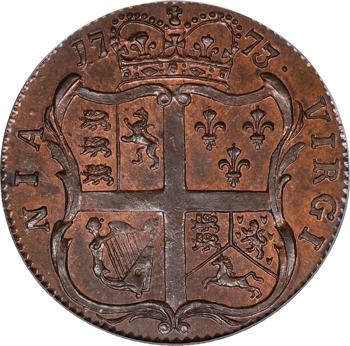 1773 1/2 P Virginia, No Period After GEORGIVS MS BN MS60 BN thumbnail 25