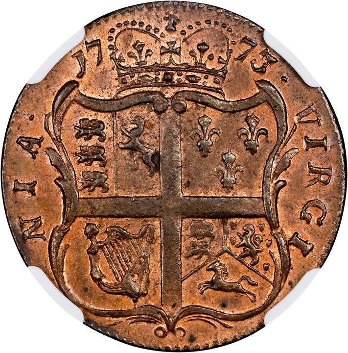 1773 1/2 P Virginia, No Period After GEORGIVS MS BN MS60 BN thumbnail 15