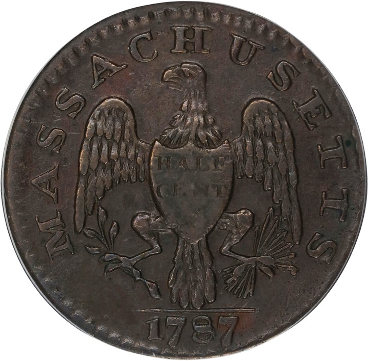 1787 Copper Massachusetts MS BN VF35 BN thumbnail 2