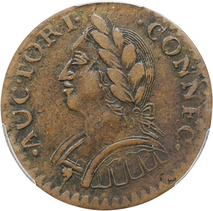 Image for 1787 Copper Connecticut, Mailed Bust Left, Laughing MS BN VF35 BN