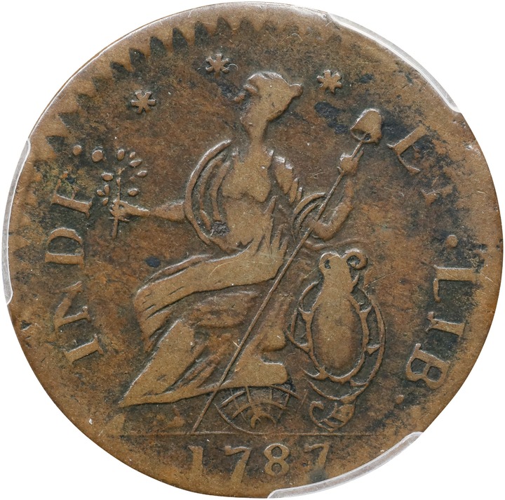 1787 Copper Connecticut, Mailed Bust Left, Laughing MS BN VF35 BN thumbnail 2