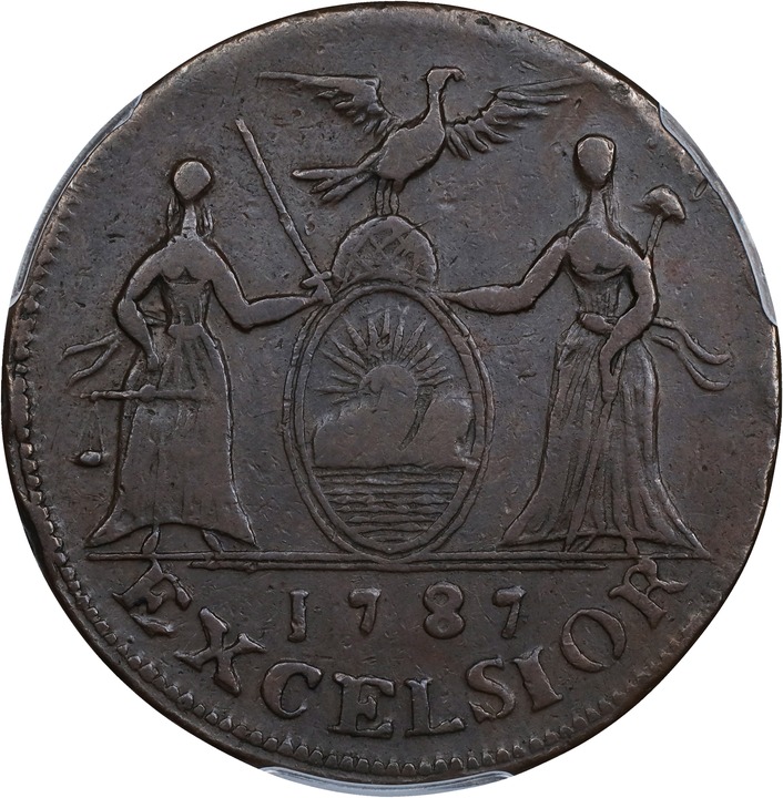 1787 Copper New York, Excelsior, Indian and NY Arms MS BN F15 BN thumbnail 20