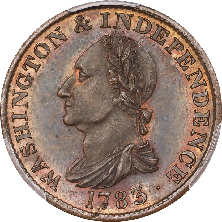 1783 Copper Washington Draped Bust, Restrike, Engrailed Edge PR BN thumbnail 2
