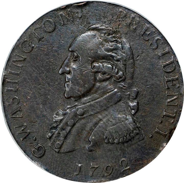 1792 Cent Washington-Getz, Small Eagle, Plain Edge MS BN thumbnail 2