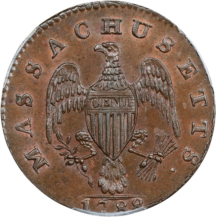 1788 Cent Massachusetts, With Period MS BN MS63 BN thumbnail 12