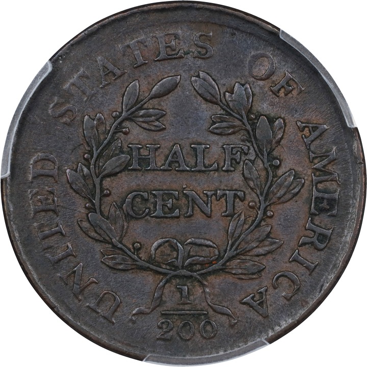 Draped Bust Half Cent 1/2c 1800-1808 MS BN [Type] XF45 BN thumbnail 2