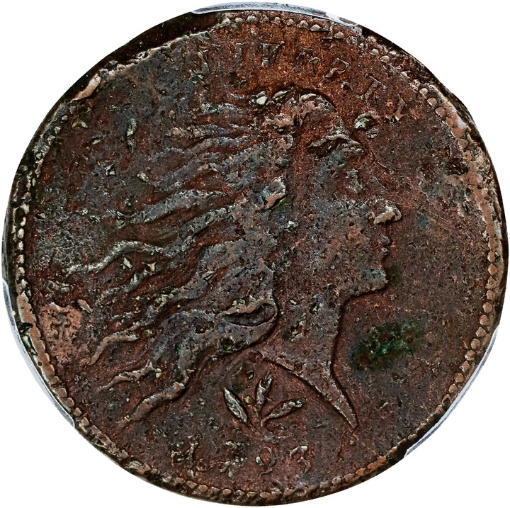 Flowing Hair Cent 1c 1793, Wreath Reverse, Wreath Reverse MS BN [Type] G4 BN thumbnail 13
