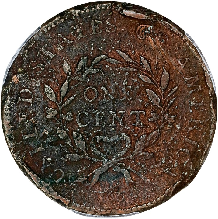 Flowing Hair Cent 1c 1793, Wreath Reverse, Wreath Reverse MS BN [Type] G4 BN thumbnail 14