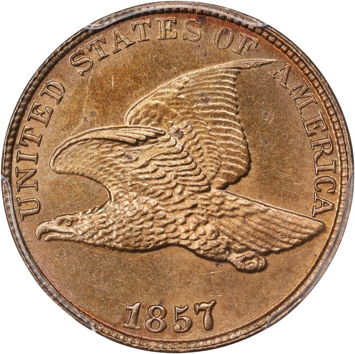 1857 1c Flying Eagle, Obverse of 1856, RPD, FS-401a, S-1 MS PL thumbnail 11