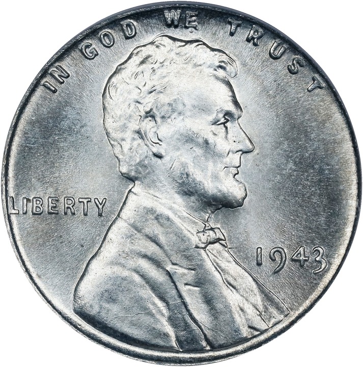 Lincoln Cent 1c 1943, Steel, Wheat Reverse [Type] MS68 CAC thumbnail 3