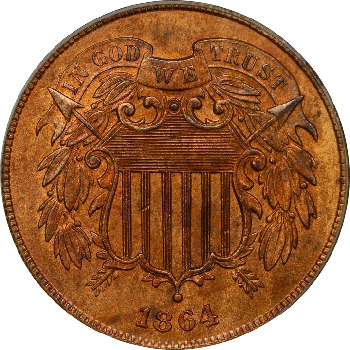 2-Cent Piece Set 2c no 1867 DDO, 10 Coins MS RB thumbnail 19