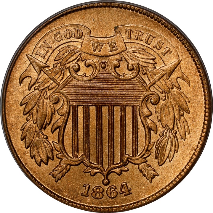 2-Cent Piece 2c 1864-1872 MS RD [Type] MS65 RD thumbnail 9