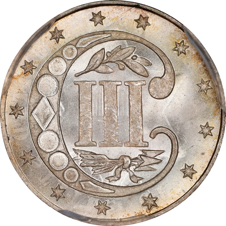 3-Cent Silver 3cS Type 3, 1859-1872 [Type] MS67 thumbnail 2