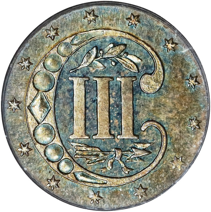 3-Cent Silver 3cS Type 2, 1854-1858 [Type] PR63 CAC thumbnail 2