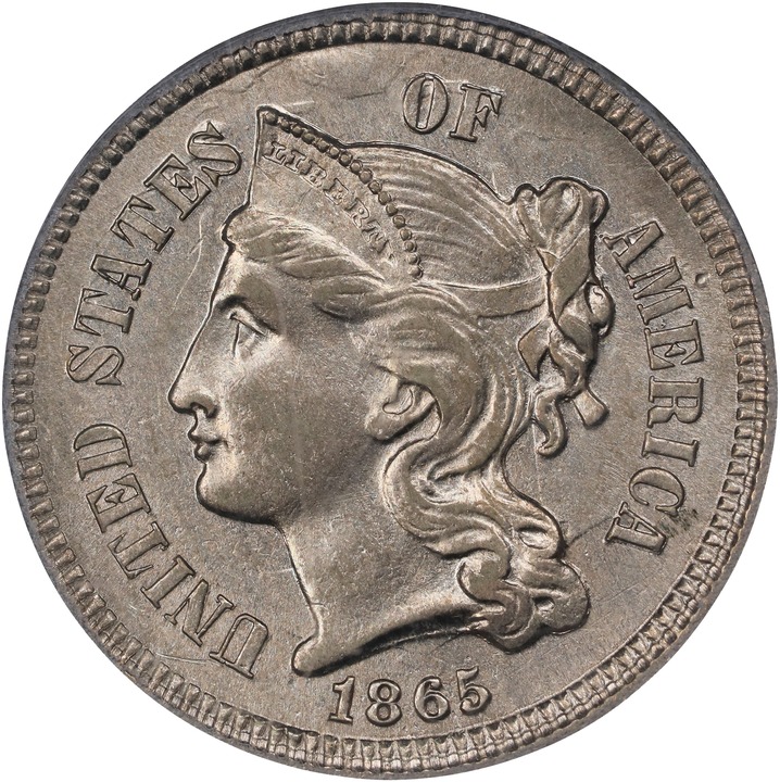 Image for 1865 3cN AU58