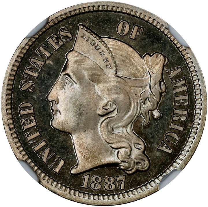 1887/6 3cN Strong Overdate AU53 CAC thumbnail 24