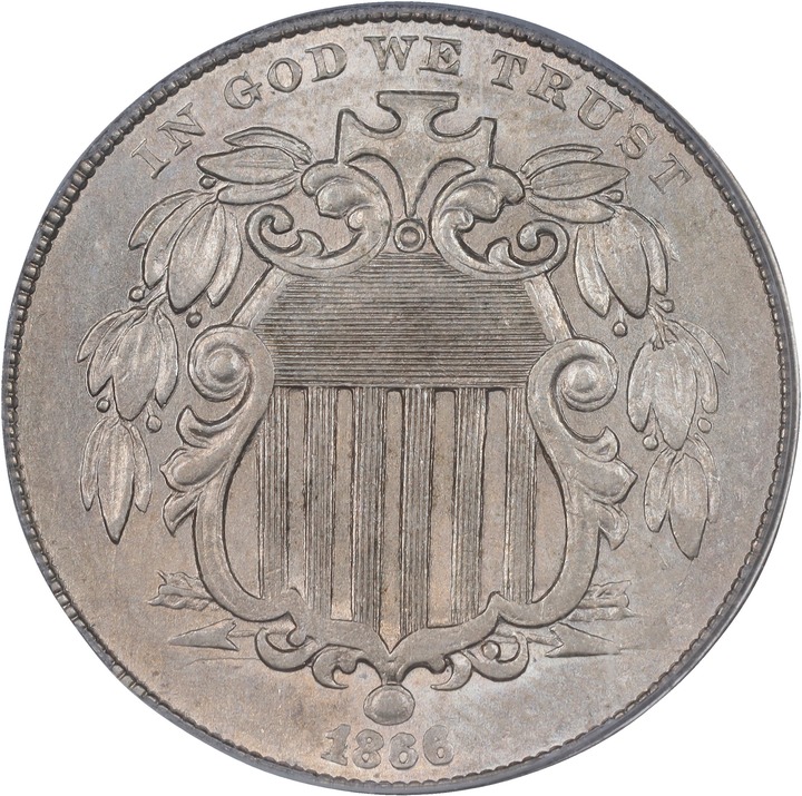 Image for 1866 5c Rays AU58