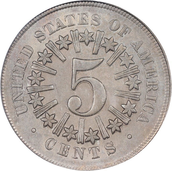 1866 5c Rays AU58 thumbnail 2