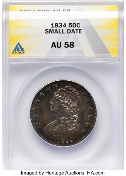 1834 50c Small Date, Small Letters, O-121 MS thumbnail 2