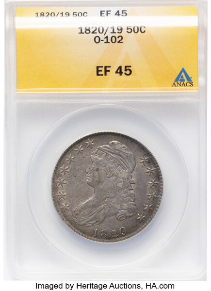 1820/19 50c Curl Base 2, O-102 MS thumbnail 3