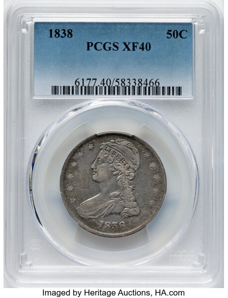 1838 50c Reeded Edge, GR-13 MS thumbnail 2