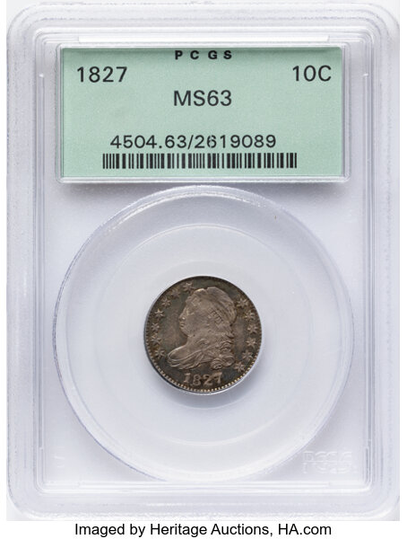 1827 10c Pointed Top 1, JR-3 MS thumbnail 2