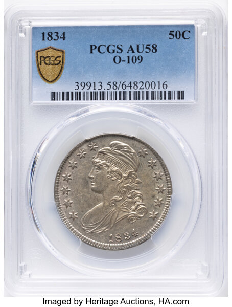 1834 50c Small Date, Small Letters, O-109 MS thumbnail 16