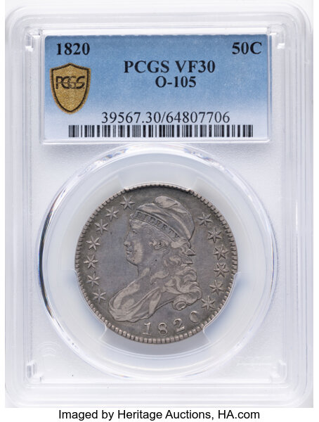 1820 50c Square Base 2, Knob 2, O-105 MS thumbnail 10