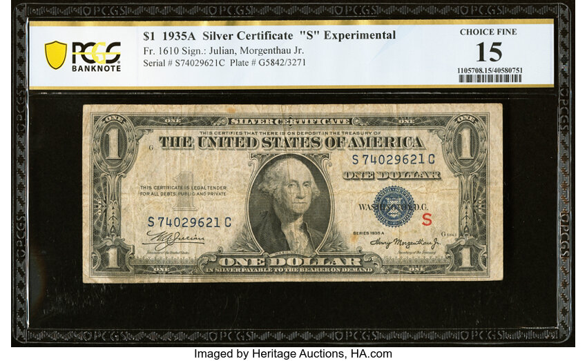 1935A $1  S Experimental (Fr. 1610) thumbnail 4