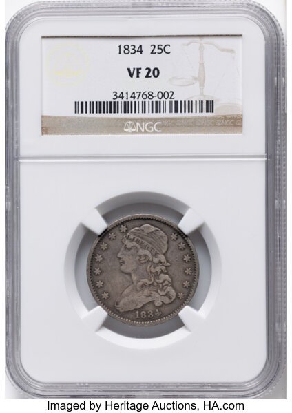 1834 25c O/F in OF, B-1, FS-901 MS thumbnail 3