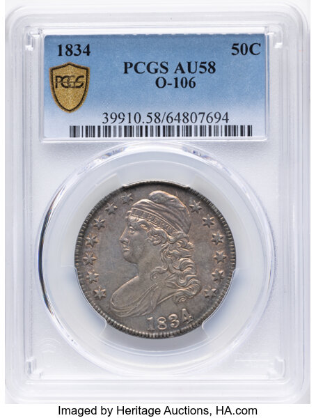 1834 50c Large Date, Small Letters, O-106 MS thumbnail 11