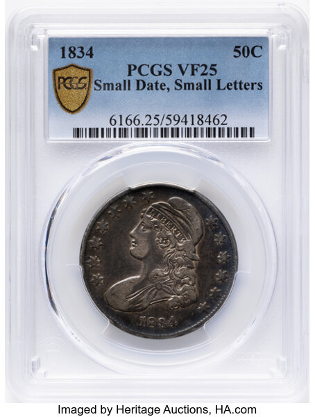 1834 50c Small Date, Small Letters, O-114 MS thumbnail 13