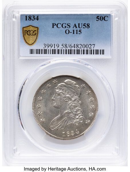 1834 50c Small Date, Small Letters, O-115 MS thumbnail 7